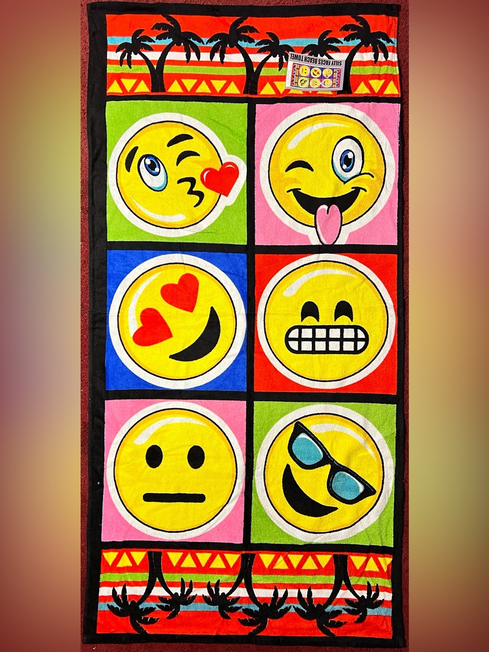 Silly Face Emojis Beach Towel